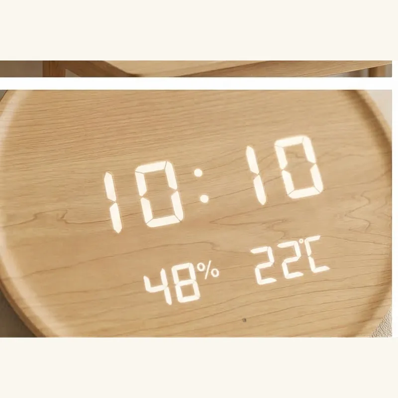 Détail du grain de bois et LED